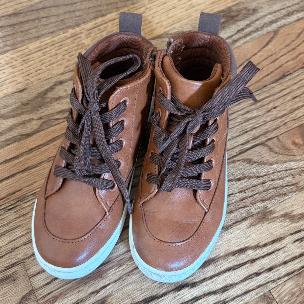 Kids Brown High-Top Sneakers - Casual Boots (size 11)